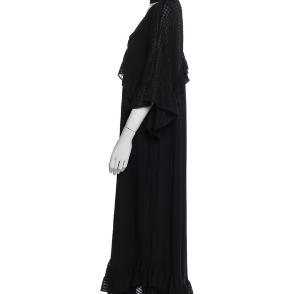 GANNI Black Long Gauze Dress - Picture 2 of 3
